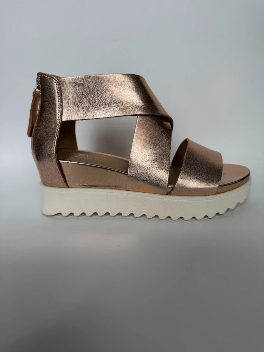Steven Natural Comfort Kea Rose Gold Leather Platform Wedge Sandals NC-KEA Sz 6
